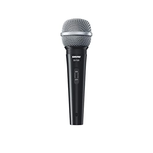 Shure SV100-WA Multipurpose Cardioid Dynamic Vocal Microphone with On/Off Switch, 15' XLR-to-1/4" Cable, Mic Clip and Zippered Bag