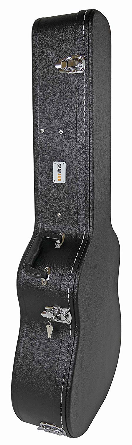 Gearlux Dreadnought Acoustic Guitar Hardshell Case with Accessory Compartment - Black