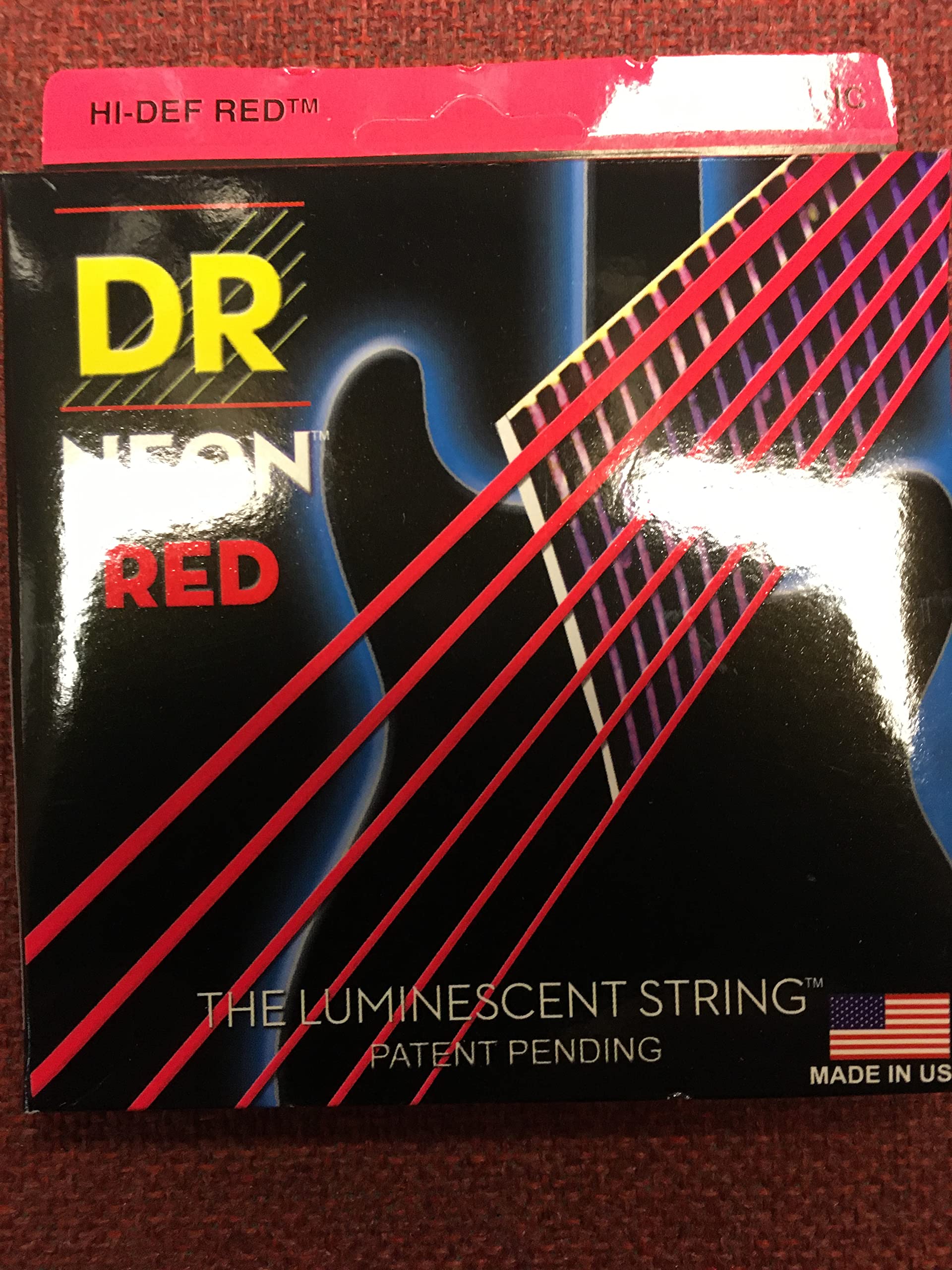 DR Strings Hi-Def NEON Red Coated Lite-Heavy (9-46) Electric Guitar Strings