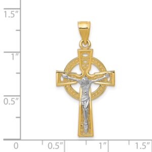 IceCarats 14K Two Tone Gold Iona Lord Jesus Christ Crucifix Holy Cross Necklace Heart Claddagh Celtic Religious Pendant Charm Irish Jewelry Only