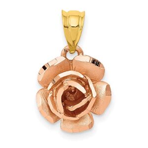 IceCarats 14K Two Tone Gold Rose Flower Necklace Charm Pendant Only