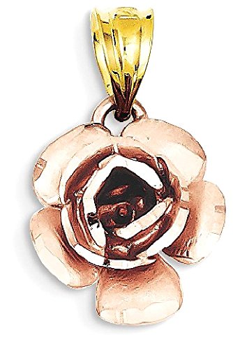 IceCarats 14K Two Tone Gold Rose Flower Necklace Charm Pendant Only