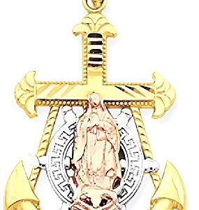 IceCarats 10K Two Tone Gold Anchor Mariner Blessed Mother Necklace Nautical Charm Pendant Only