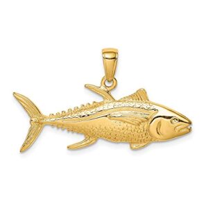 icecarats 14k yellow gold yellowfin tuna fish necklace charm pendant 20mm x 35mm only