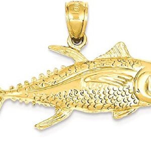 IceCarats 14K Yellow Gold Yellowfin Tuna Fish Necklace Charm Pendant 20mm x 35mm Only