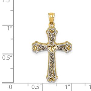 IceCarats 14K Two Tone Gold Heart Love Holy Cross Necklace Religious Pendant Jesus Christ Charm Only