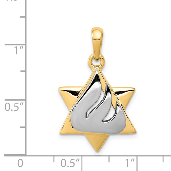 14K Two Tone Gold Star of David Jewish Magen Necklace Judaica Religious Pendant Israel Charm Only