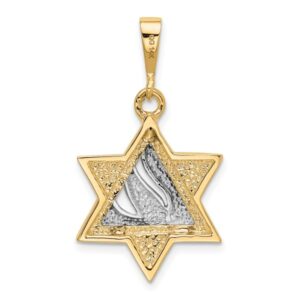 14K Two Tone Gold Star of David Jewish Magen Necklace Judaica Religious Pendant Israel Charm Only