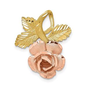 IceCarats 14K Two Tone Gold Rose Flower Floating Chain Slide Pendant Necklace Charm Only