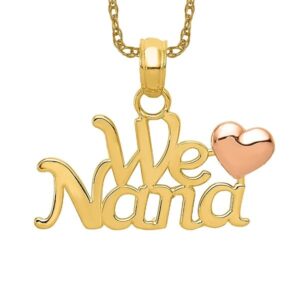 IceCarats 14K Two Tone Gold We Love Grandma Necklace Nana Charm Grandmother Pendant 16mm x Only