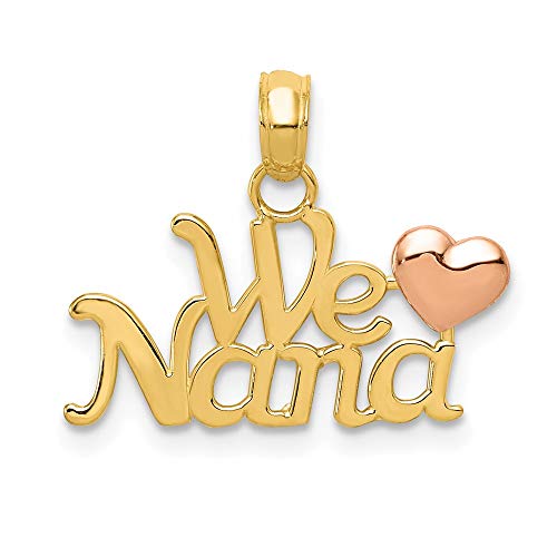 IceCarats 14K Two Tone Gold We Love Grandma Necklace Nana Charm Grandmother Pendant 16mm x Only