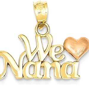 IceCarats 14K Two Tone Gold We Love Grandma Necklace Nana Charm Grandmother Pendant 16mm x Only