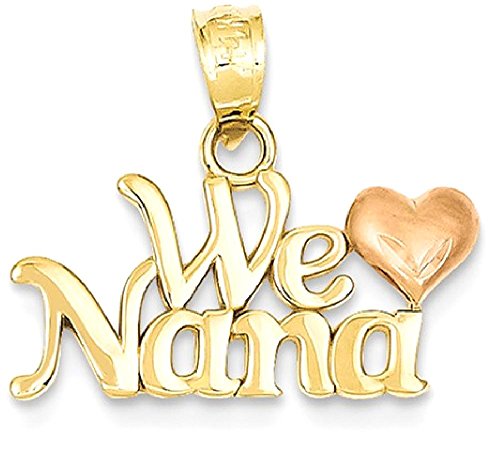 IceCarats 14K Two Tone Gold We Love Grandma Necklace Nana Charm Grandmother Pendant 16mm x Only