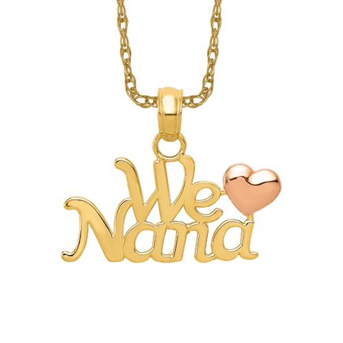 IceCarats 14K Two Tone Gold We Love Grandma Necklace Nana Charm Grandmother Pendant 16mm x Only