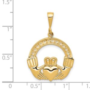 IceCarats 14K Yellow Gold Heart Love Irish Claddagh Necklace Celtic Charm Pendant Jewelry Only