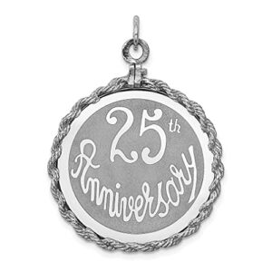 icecarats 925 sterling silver 25th anniversary disc necklace charm pendant only