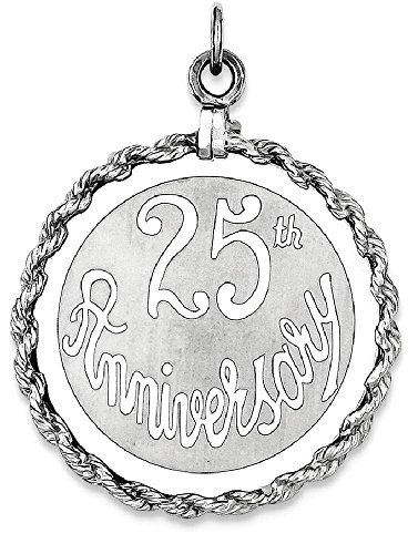 IceCarats 925 Sterling Silver 25th Anniversary Disc Necklace Charm Pendant Only