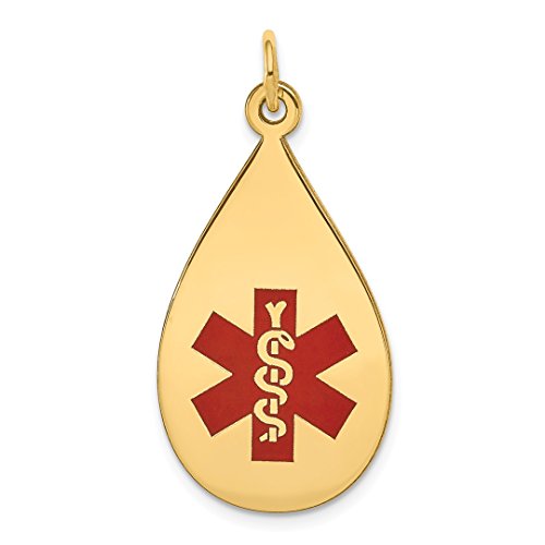 14k Yellow Gold Medical Alert Necklace Charm Pendant Fine Jewelry For Women Gifts For Her