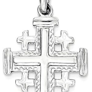 IceCarats 14K White Gold Jerusalem Holy Cross Necklace Religious Pendant Jesus Christ Charm 30mm x 24mm - Pendant Only