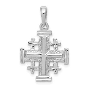 icecarats 14k white gold jerusalem holy cross necklace religious pendant jesus christ charm 30mm x 24mm - pendant only