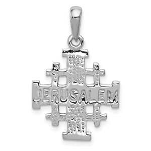 IceCarats 14K White Gold Jerusalem Holy Cross Necklace Religious Pendant Jesus Christ Charm 30mm x 24mm - Pendant Only