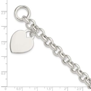 IceCarats 925 Sterling Silver Engraveable Heart Love Toggle Chain Charm Bracelet