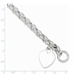 IceCarats 925 Sterling Silver Engraveable Heart Love Toggle Chain Charm Bracelet