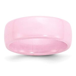 icecarats ceramic pink 8mm plain classic wedding band ring size 5.00