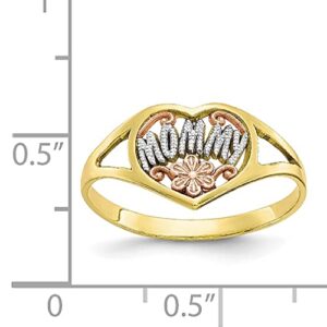 IceCarats 10K Yellow Gold Mommy Heart Love Ring Size 7