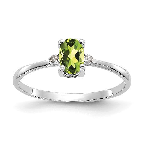 IceCarats 14K White Gold Diamond Green Peridot Ring April August Birthstone Jewelry Size 6