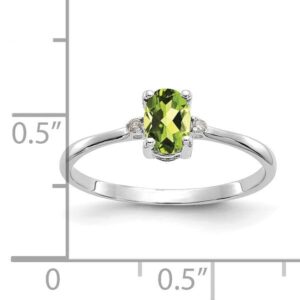 IceCarats 14K White Gold Diamond Green Peridot Ring April August Birthstone Jewelry Size 6