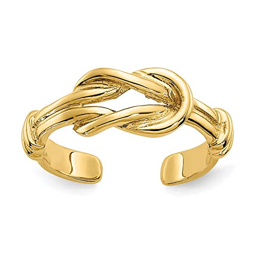 IceCarats 14K Yellow Gold Love Knot Adjustable Toe Ring Open Midi Band Summer Beach Jewelry