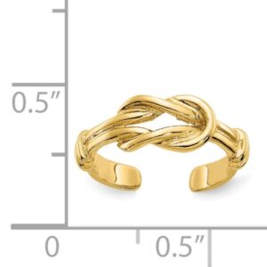 IceCarats 14K Yellow Gold Love Knot Adjustable Toe Ring Open Midi Band Summer Beach Jewelry