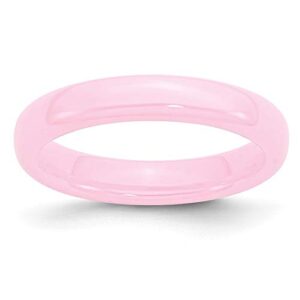 IceCarats Ceramic Pink 4mm Plain Classic Wedding Band Ring Size 7.00