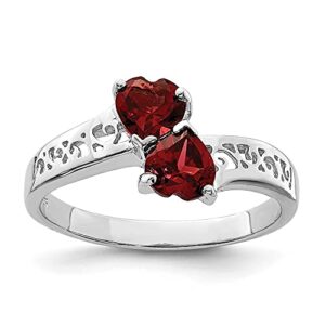 icecarats 925 sterling silver red garnet heart love ring gemstone band size 6