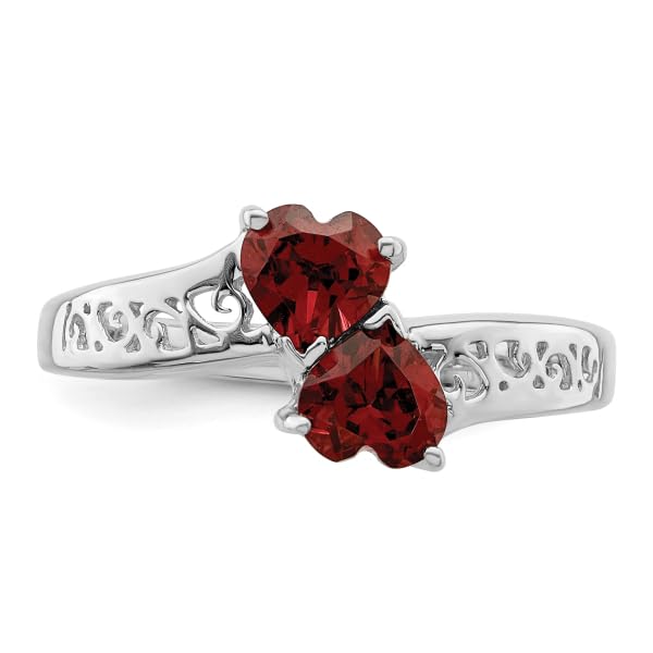 IceCarats 925 Sterling Silver Red Garnet Heart Love Ring Gemstone Band Size 6