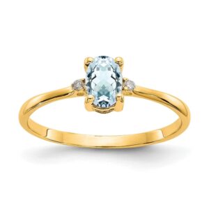 IceCarats 14K Yellow Gold Diamond Blue Aquamarine Ring March Birthstone Jewelry Size 6