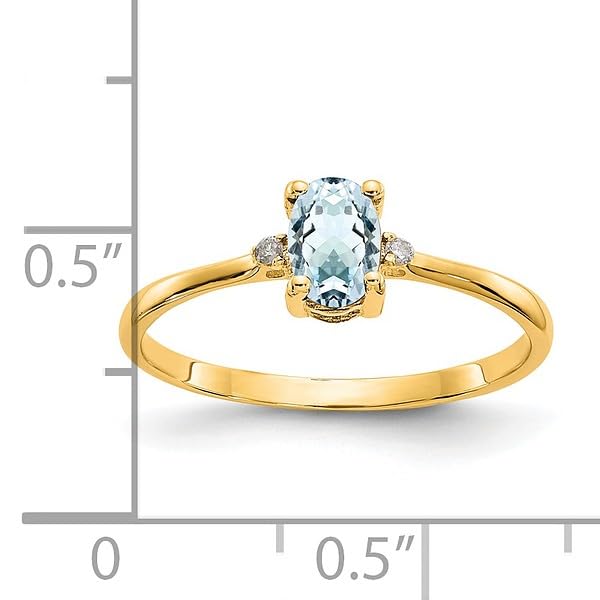 IceCarats 14K Yellow Gold Diamond Blue Aquamarine Ring March Birthstone Jewelry Size 6