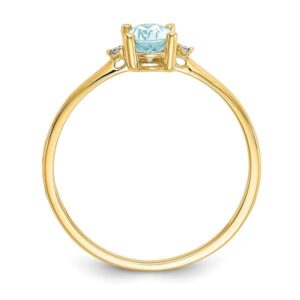 IceCarats 14K Yellow Gold Diamond Blue Aquamarine Ring March Birthstone Jewelry Size 6