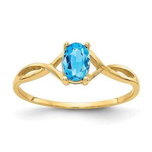 IceCarats 14K Yellow Gold Blue Topaz Ring December Birthstone Jewelry Size 7