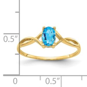 IceCarats 14K Yellow Gold Blue Topaz Ring December Birthstone Jewelry Size 7