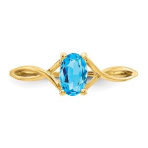 IceCarats 14K Yellow Gold Blue Topaz Ring December Birthstone Jewelry Size 7