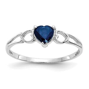 IceCarats 14K White Gold Blue Sapphire Heart Love Ring Gemstone Band September Birthstone Jewelry Size 6