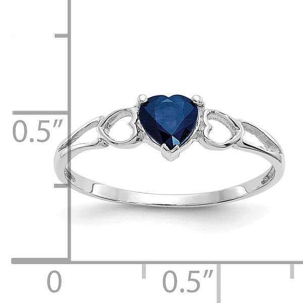 IceCarats 14K White Gold Blue Sapphire Heart Love Ring Gemstone Band September Birthstone Jewelry Size 6