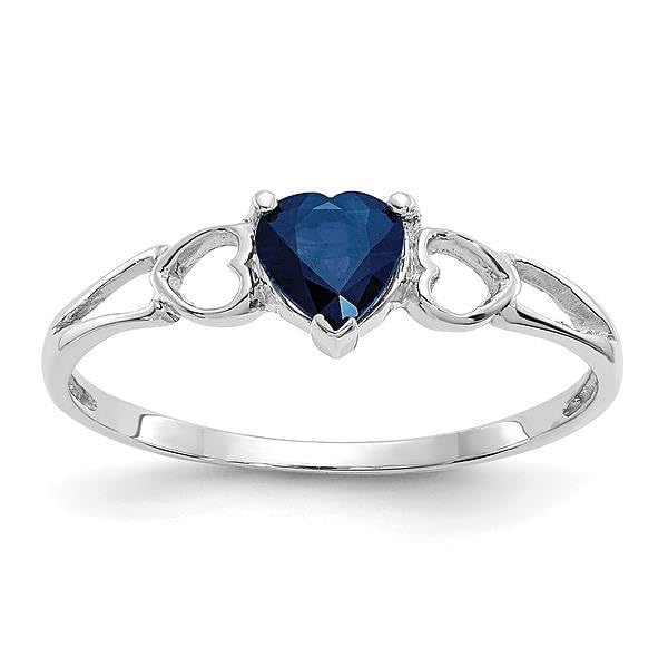 IceCarats 14K White Gold Blue Sapphire Heart Love Ring Gemstone Band September Birthstone Jewelry Size 6