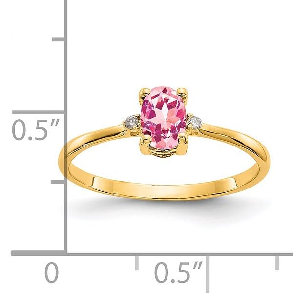 IceCarats 14K Yellow Gold Diamond Pink Tourmaline October Birthstone Ring Gemstone Band Size 6