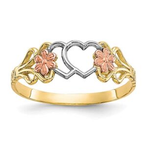 icecarats 10k two tone gold white double heart love ring size 7