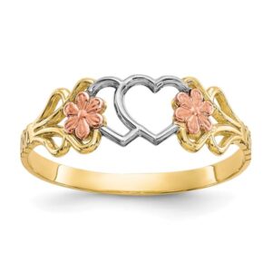 IceCarats 10K Two Tone Gold White Double Heart Love Ring Size 7