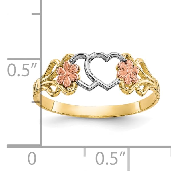 IceCarats 10K Two Tone Gold White Double Heart Love Ring Size 7