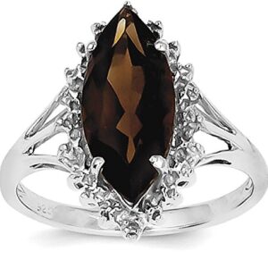 IceCarats 925 Sterling Silver Brown Smoky Quartz Diamond Ring Size 7